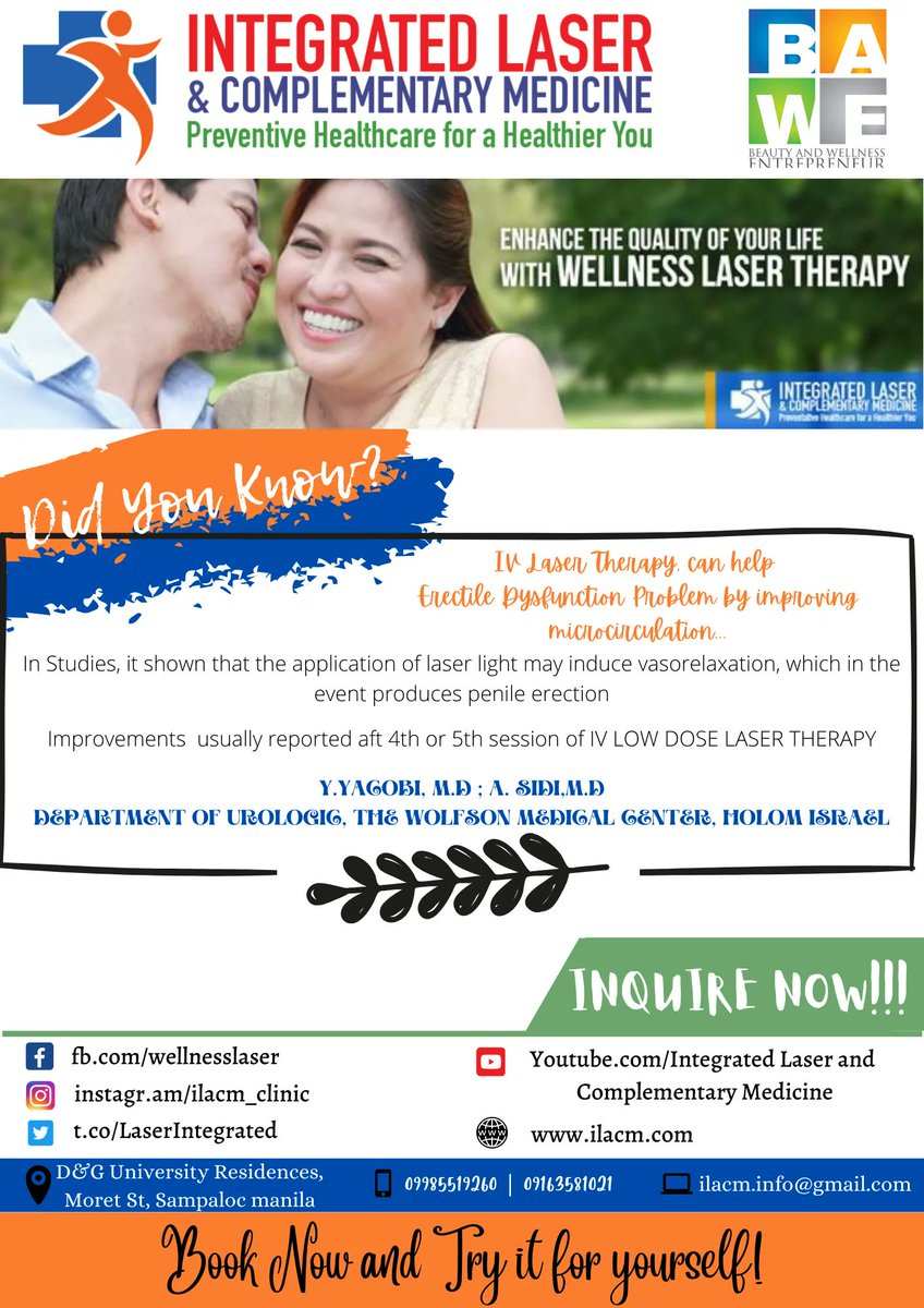 LaserIntegrated's tweet photo. ILACM pioneering in Intravenous Laser Therapy and delivering immediate result that benefit patients.
Contact and follow us now!
#ILACM #WELLNESSLASER #IVLASERTHERAPY #DERMALASER #ACULASER #PHOTODYNAMICTHERAPY #NATURAL #NONINVASIVE #HOLISTICAPPROACH #PREVENTION #HEALTHCARE #BAWE https://t.co/t88lQTQKYN