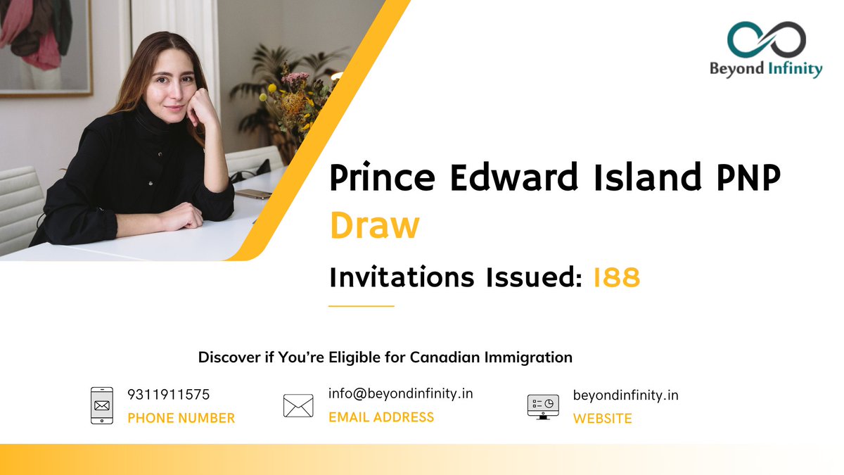 PEI Invites 188 Immigration Candidates in New PNP Draw.

Begin your journey today, Get Free PNP Assessment: beyondinfinity.in/free-visa-asse…

Call @ 9311911575, 9311911576

#peipnpdraw #peipnpinvites #princeedwardisland #princeedwardislanddraw #princeedwardislandpnpdraw #peiexpressentry