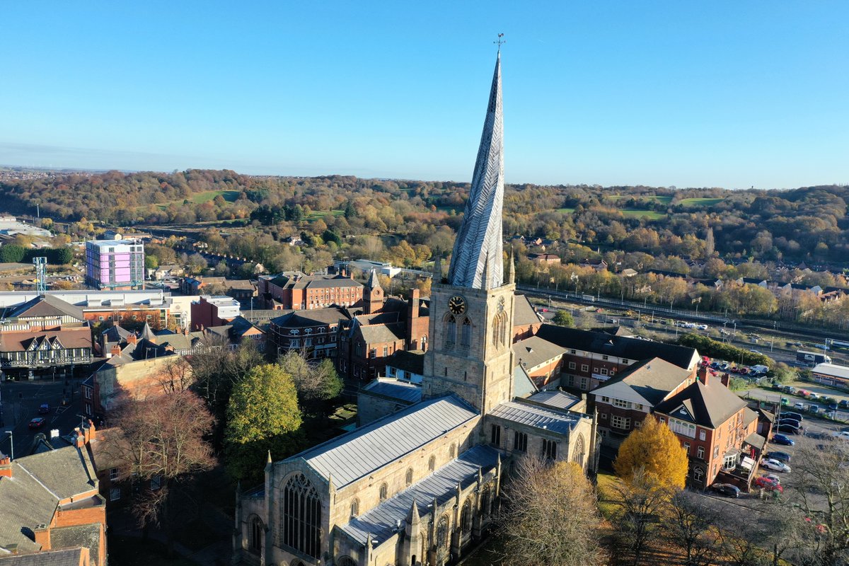 We were inspecting an hotel in Chesterfield &amp; couldn't resist shooting the 228ft Crooked Spire. The wooden framed spire was added to the stone tower in the early 1360s. It was believed the twisting was a result of all the skilled craftsmen having died off in the Black Plague.
