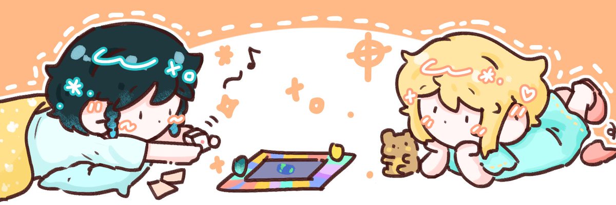 cryingbaby_Gs's tweet photo. #原神 #GenshinImpact #venti #lumine #venlumi 
파자마 파티 벤룸 https://t.co/aZU8yhSAyY