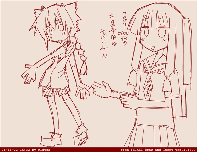 四角い作画好き 最近は手足をほそくするのもすき #tegaki_dt 