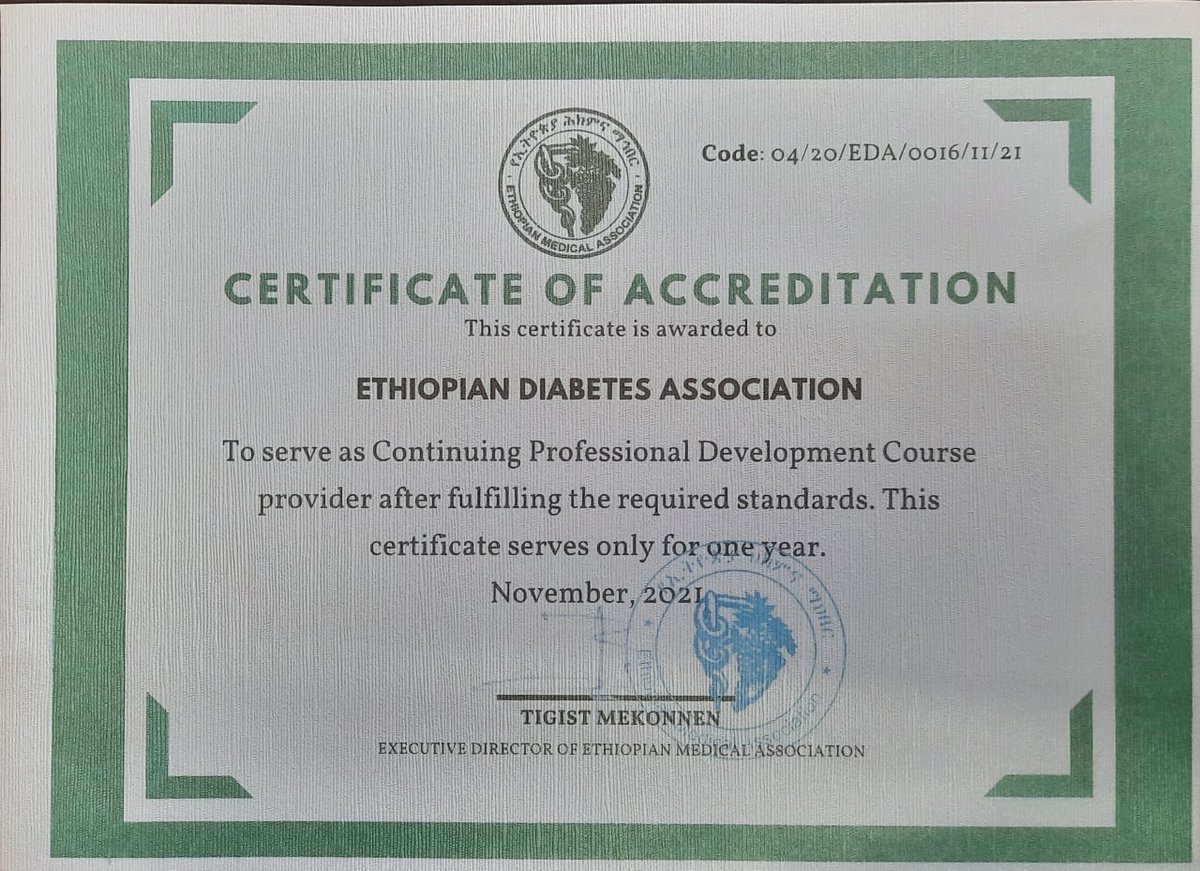 ethdiab's tweet photo. Announcing of CPD Accreditation
Ethiopian Diabetes Association has been Accredited as a CPD Provider 
Ethiopian Diabetes Association has been accredited as Continues Professional Development (CPD) provider by the Ethiopian Medical Association (EMA)....https://t.co/Y3NipnDITJ https://t.co/IEA6sQSJhv
