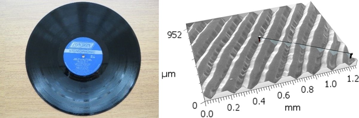 Hitachi_EM's tweet image. Happy Jukebox Day !
(November 24th)
#ElectronMicroscope #electronmicroscopy #JukeboxDay

SEM of an LP Record (Diameter of 300mm) using Large Chamber SEM
hitachi-hightech.com/global/science…