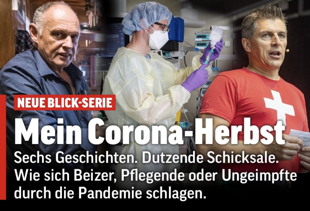 …und es ist raus
über zwei monate begleiteten unsere reporter die schweiz durch die pandemie
Alle sechs Folgen zu #meincoronaherbst jetzt anschauen auf blick.ch/meincoronaherb… 
<a href="/Blickch/">Blick </a> <a href="/FrattaroliSarah/">Sarah Frattaroli</a> <a href="/regniztor/">Ulrich Rotzinger</a> <a href="/serminfaki/">Sermîn Faki</a> <a href="/flavio_razzino/">Flavio Razzino</a> <a href="/schelram/">Schelbert Ramona</a> <a href="/ladina_triaca/">Ladina Triaca</a> <a href="/blumgianna/">Gianna Blum</a>