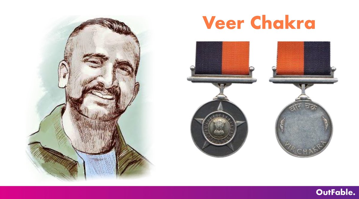 TheOutFable's tweet photo. Wing Commander Abhinandan Varthaman receives Vir Chakra for shooting down Pakistani Fighter Jet F-16 during Balakot airstrike. https://t.co/RQY62Ic4fc