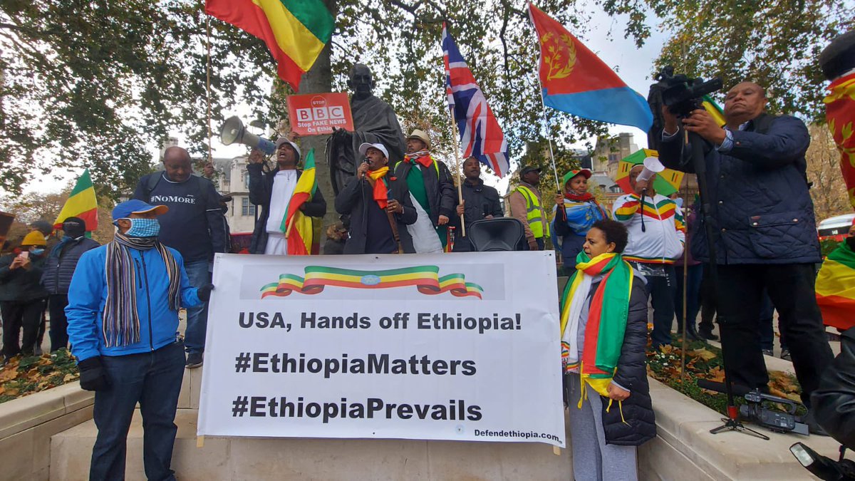 EthioAmbUK's tweet photo. Yesterday, thousands of Ethiopians and friends of #Ethiopia in the UK joined others in the diaspora around the world to say #NoMore.
Watch video coverage of the London Rally at https://t.co/6aRmnYp9kA
#EthiopiaInUK #EthiopiaPrevails #UnityForEthiopia #EndTPLFImpunity https://t.co/h6xWJjIAVf