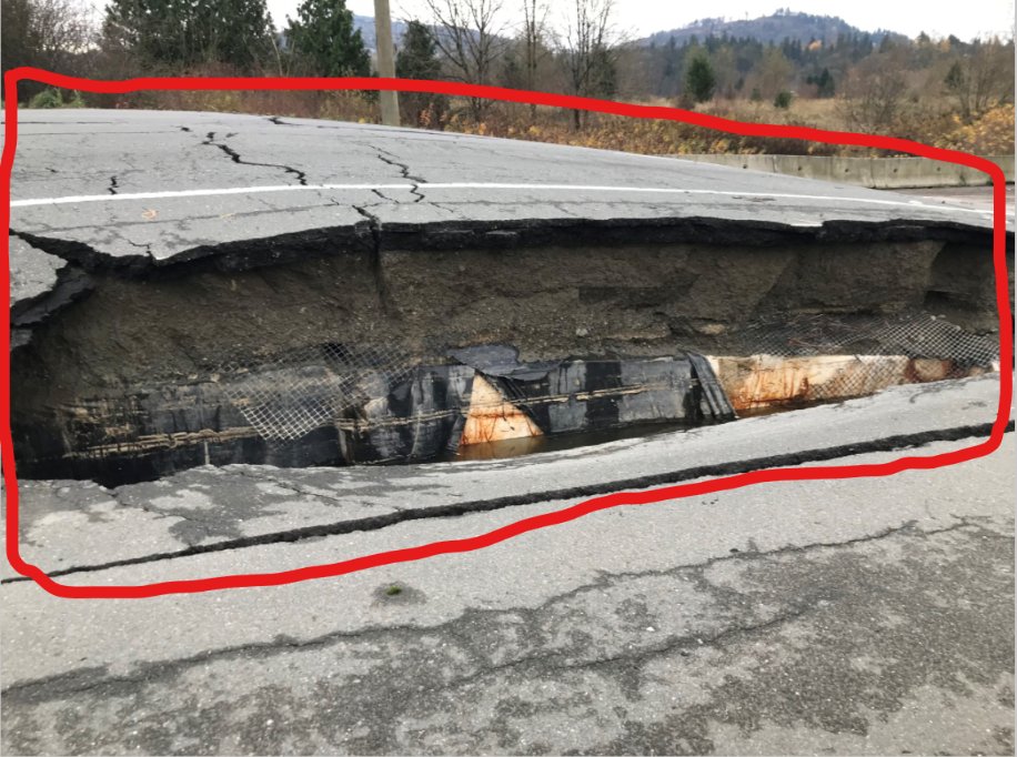 Here's Highway 11 in Abbotsford. I'm no expert, but I've circled the bit that seems like the problem to me. <a href="/City_Abbotsford/">City of Abbotsford</a> can use this one too at tomorrow's press conference if it helps simplify the matter. (Photo from Abbotsford Police.)
