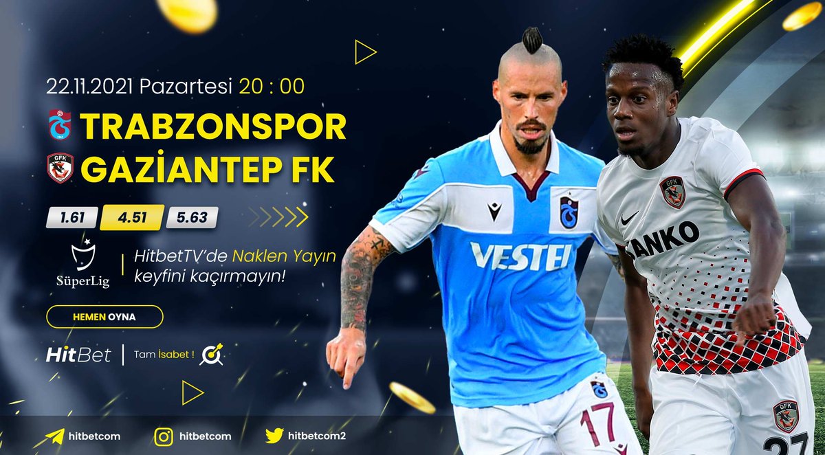 #trabzonspor ⚜ #gaziantepfk karşılaşması #süperlig heyecanı ile bu akşam saat 20:00'da #Hitbet'te!

🌐 Güncel Sitemiz : hitbet158.com

🖥 Maç Yayınları İçin : hitbet106.tv

🎯#Hitbet #Tamisabet