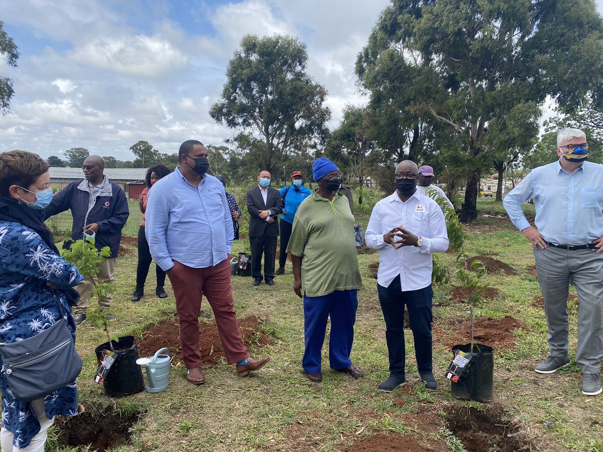 DekunleCharles's tweet photo. Today is the official launch of the #IFRC10MillionTree initiative. Currently we are in #Daveyton planting the first of the batch the of 25 000 goal for phase 1. #IFRCsouthernAFR https://t.co/XMlXPUNk9r