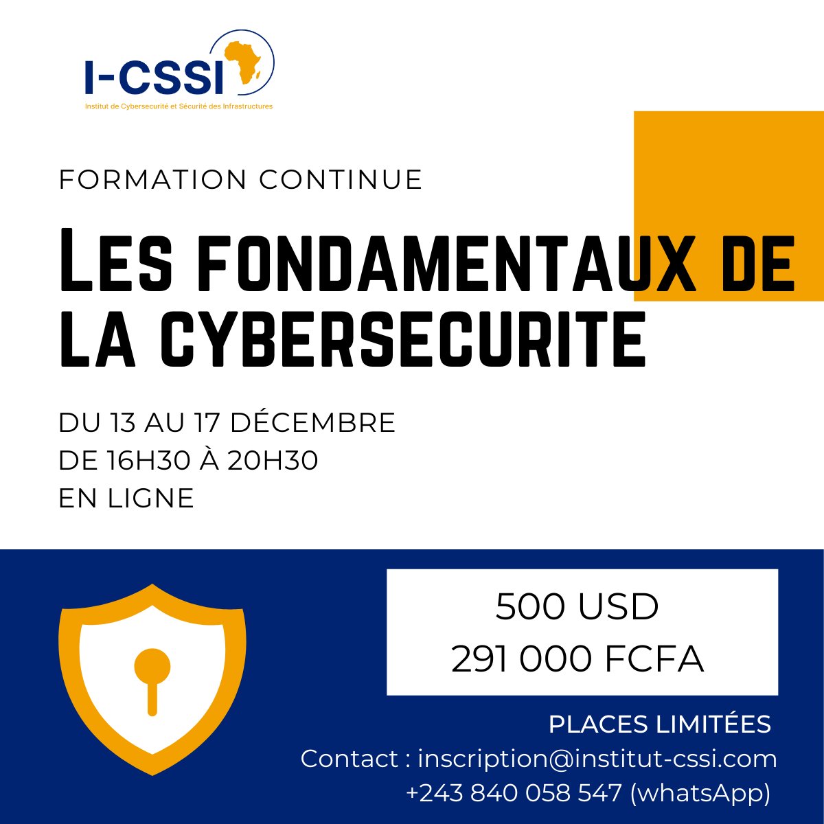 institut_cssi's tweet photo. 1/2 Ces derniers mois, nous avons été sollicités par plusieurs personnes situées partout en Afrique pour nos formations.

Notre ambition étant de développer les compétences à travers le continent, nous avons décidé de lancer nos formations en ligne. https://t.co/Ihj5ZQcS2s
