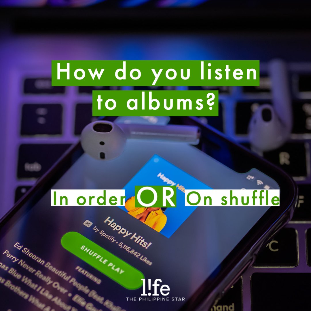 philstarlife's tweet photo. With Spotify removing โshuffleโ as the automatic setting with the release of Adeleโs โ30โ, do you still listen to albums in the right order or let the music surprise you? Read more at https://t.co/dAd0spCMlR.
#Spotify #ShuffleButton https://t.co/RfB6jien37