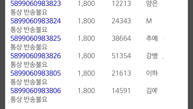 일괄배송완료했습니다:)