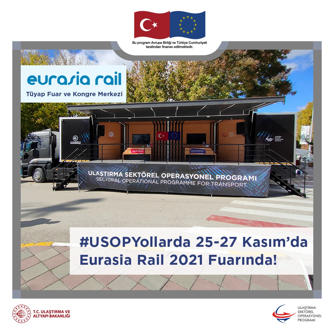 UlastirmaUSOP's tweet photo. #USOPYollarda 25-27 Kasım tarihlerinde Eurasia Rail 2021 fuarında sizleri bekliyor. Gelin Avrupa Birliği ile Türkiye #USOP kapsamında hangi önemli projeleri yapıyor anlatalım. 
Yer: TÜYAP Fuar ve Kongre Merkezi İstanbul @UABakanligi  @EUDelegationTur @ABBaskanligi  #EurasiaRail https://t.co/s8VGjBSSyI