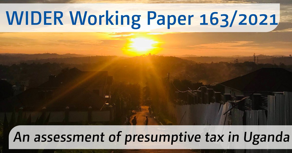 UNUWIDER's tweet photo. The latest reform to the presumptive tax regime in Uganda 🇺🇬 aimed for a more progressive, simple, and fair system to small firms.
See the new #WorkingPaper ➡️ https://t.co/Egqs5DI3kr #SDG17 #UGAMOD #SOUTHMOD @URAuganda @Makerere @SaspriSA @EUROMOD_ #DRMprogramme @noradno https://t.co/7lGIoixMpV