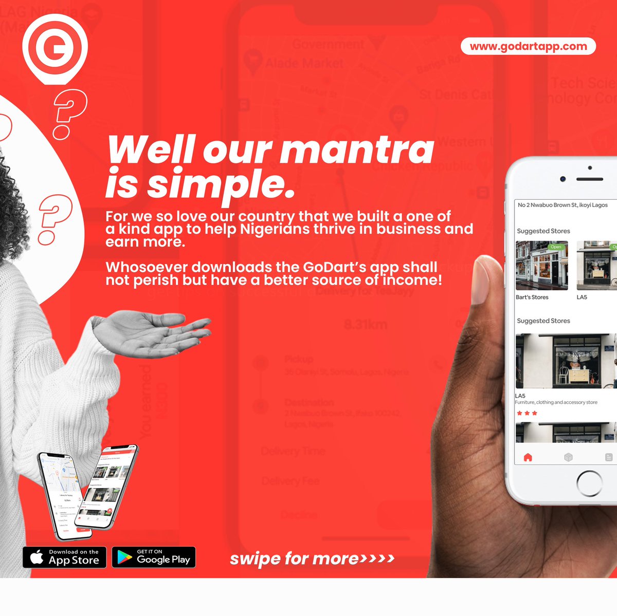 godartapp's tweet photo. GoDart was created as a one stop platform to help make  business transactions easier, safer, and more stress free. On GoDart, you can either sign up as a buyer, merchant or driver and enjoy seamless transactions. #GoDart is coming soon! #OnTheGoForYou https://t.co/lHWNNMze9J