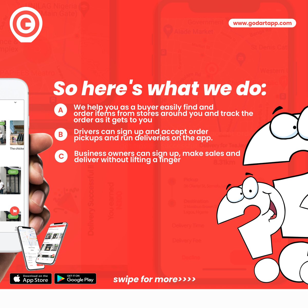 godartapp's tweet photo. GoDart was created as a one stop platform to help make  business transactions easier, safer, and more stress free. On GoDart, you can either sign up as a buyer, merchant or driver and enjoy seamless transactions. #GoDart is coming soon! #OnTheGoForYou https://t.co/lHWNNMze9J