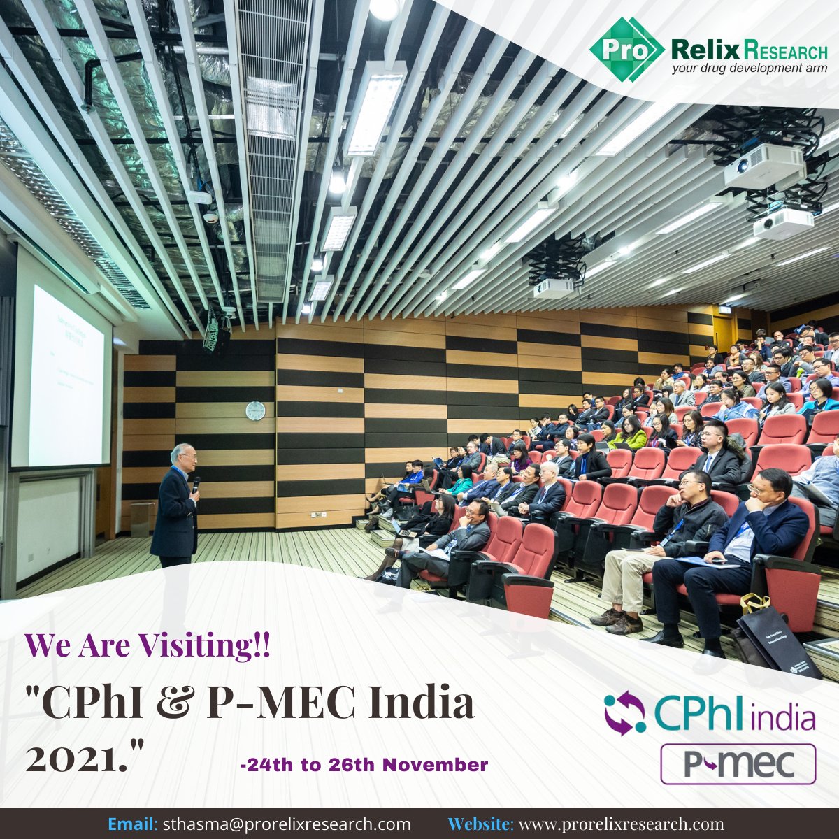 ProRelix_CRO's tweet photo. Let's connect!
ProRelix Research CRO is visiting on 24th & 25th Nov @CPhIIndia @CPhIWW one of India's biggest pharma events
Visit: https://t.co/oCwGOeSzxy
#cphiworldwide #cphi2021 #cphiindia #cphiww #pmec #expo2021 #pharma #exhibition2021 #medical #prorelixresearch #HCLDR https://t.co/267xcdAkpX