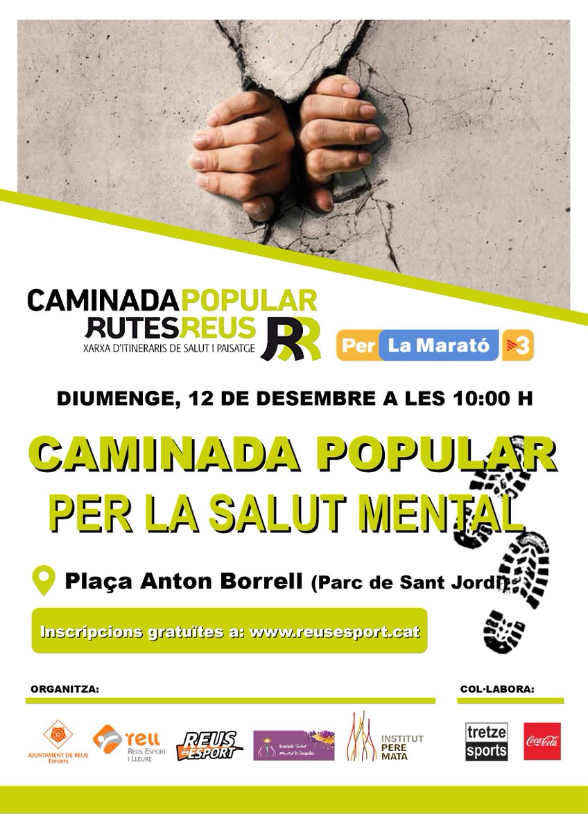 Obertes les inscripcions de la caminada popular per la Marató de TV3, a benefici de la salut mental <a href="/ReusEsport/">Reus Esport</a> 

ℹ️cutt.ly/5TSMXfT