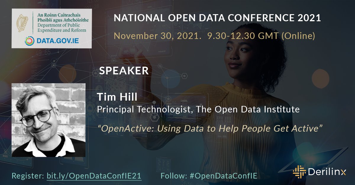 derilinx's tweet image. 🏛 #OpenDataConfIE: Timothy Hill @thillzilla, Principal Technologist @ODIHQ, will talk about &quot;#OpenActive: Using #Data to help people #GetActive&quot;. Nov 30 ✍🏼 bit.ly/3CvCaCt @IRLDeptPER @GovDataIE @openactiveio @_ukactive
@Sport_England #OpenData #DataSharing #LinkedData