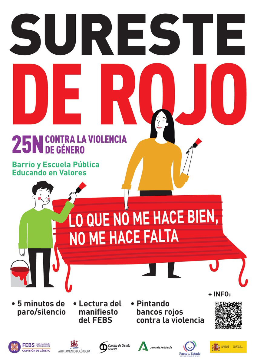 ParticipaCor's tweet photo. ♀️25N contra la violencia de género
🖍️"Sureste de Rojo"

📣Pintado de bancos rojos contra las violencias machistas✔️

📌Consulta lugares y horarios aquí:
https://t.co/pxWsdn9P5n

➕Info:
👉https://t.co/QGBsS216BF https://t.co/Br4P7HZa84