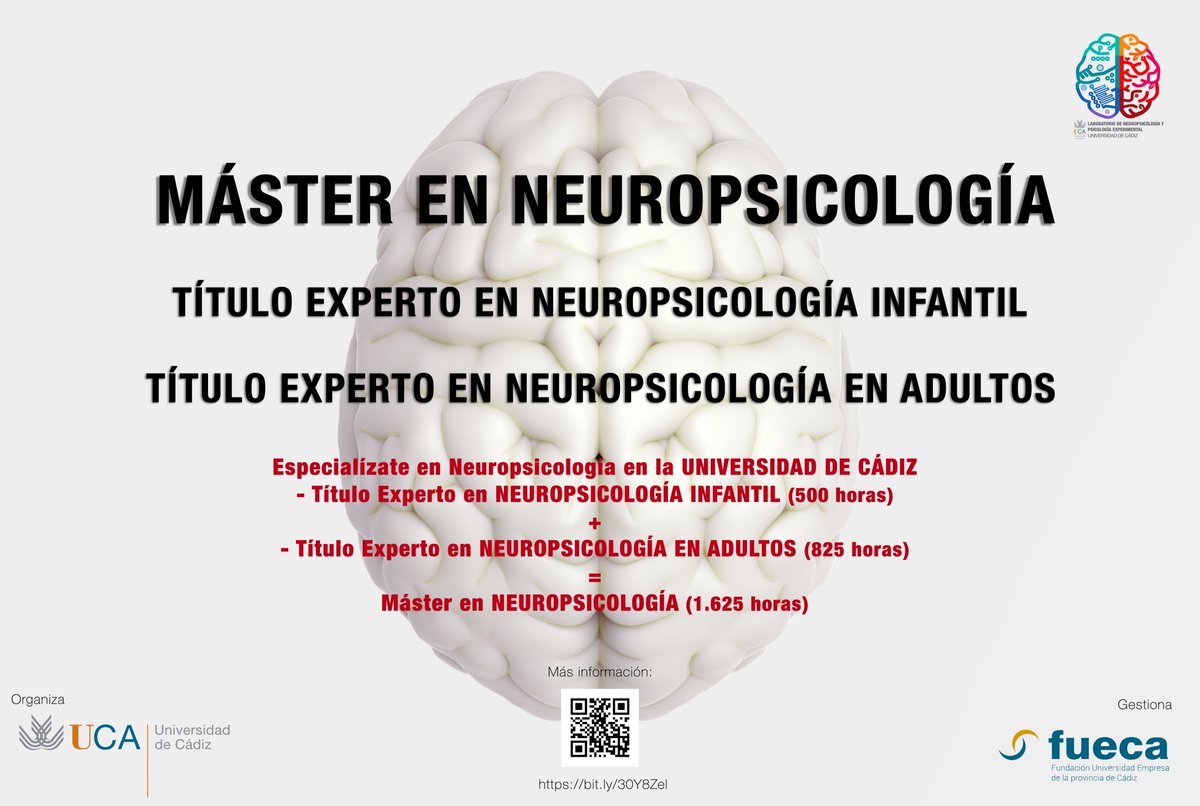 ¿Quieres especializarte en Neuropsicología? 🧠 ¡Ahora puedes en la <a href="/univcadiz/">Universidad de Cádiz</a>! 👩‍🎓 Experto en Neuropsicología Infantil + Experto en Neuropsicología Adultos = MÁSTER EN NEUROPSICOLOGÍA. Tienes más información en bit.ly/30Y8Zel Te esperamos! #empleo #master #neuropsicologia