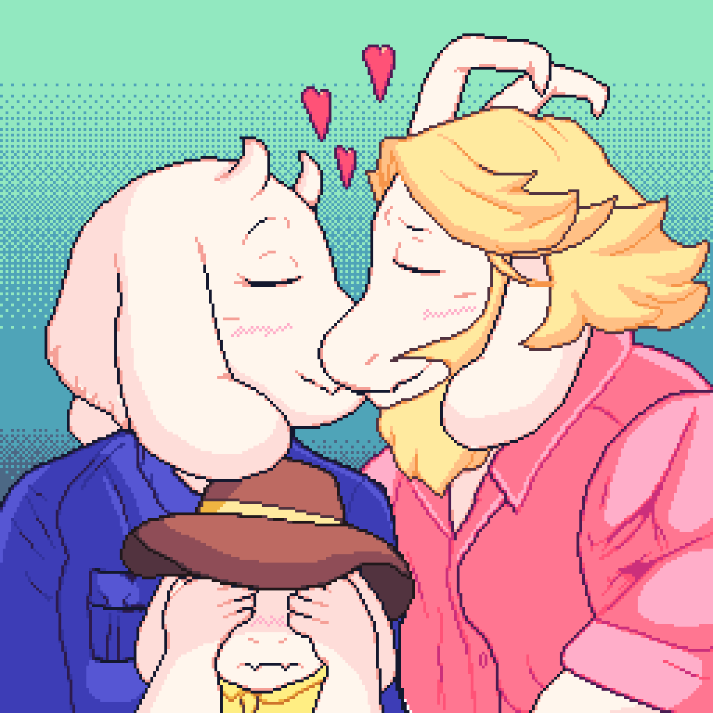 Smushilad's tweet photo. Asgoriel Week
Day 7 Prompt: Happily ever after.
I like to think they would rekindle in the end with another child of their own.
#AW2021 #Asgoriel #Toriel #Asgore #Deltarune https://t.co/m0KFwwtdWk