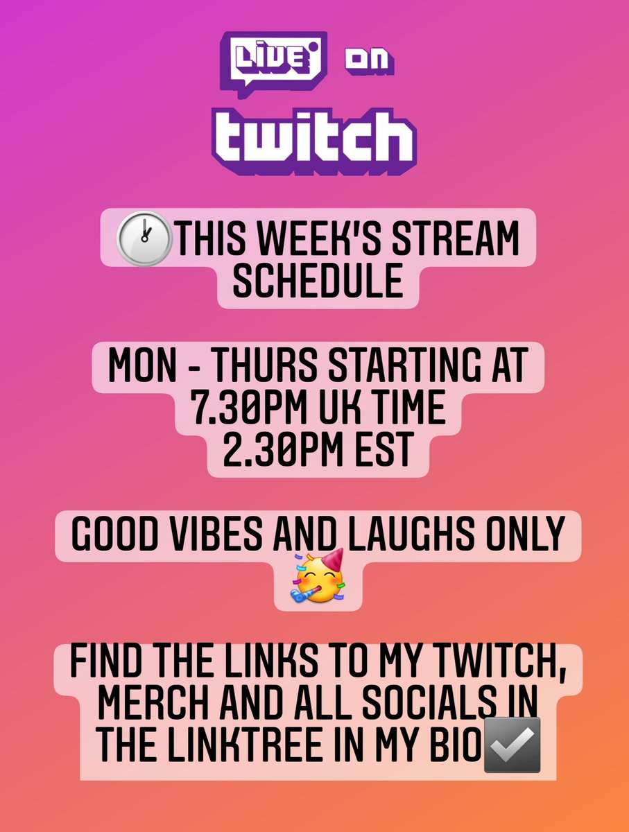 Bigdogg94_'s tweet photo. Hope you've all had a great weekend! Here's this weeks stream schedule, first one of the week is today at 7.30pm UK time 2.30pm EST🥳 let's keep smashing our goals and helping people around us hit theirs🙏🏽
@CroweFam_
@doggpack_
@vd3fam
#doggpack #crowefam #SupportSmallStreamers https://t.co/HUIqYZoAEA