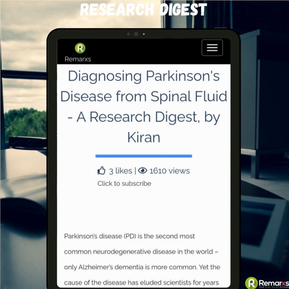 Remarxstech's tweet photo. "Parkinson’s disease is the second most common neurodegenerative disease in the world – only Alzheimer’s dementia is more common. Yet the cause of the disease has eluded scientists for years ..."

Read more of this research digest online at: https://t.co/woLYItjJim

#medtwitter https://t.co/p3cGdJ4QKS