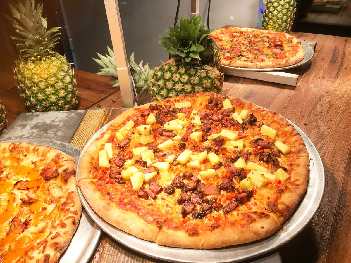 It was our owner's birthday party, so we made him pineapple pizza.