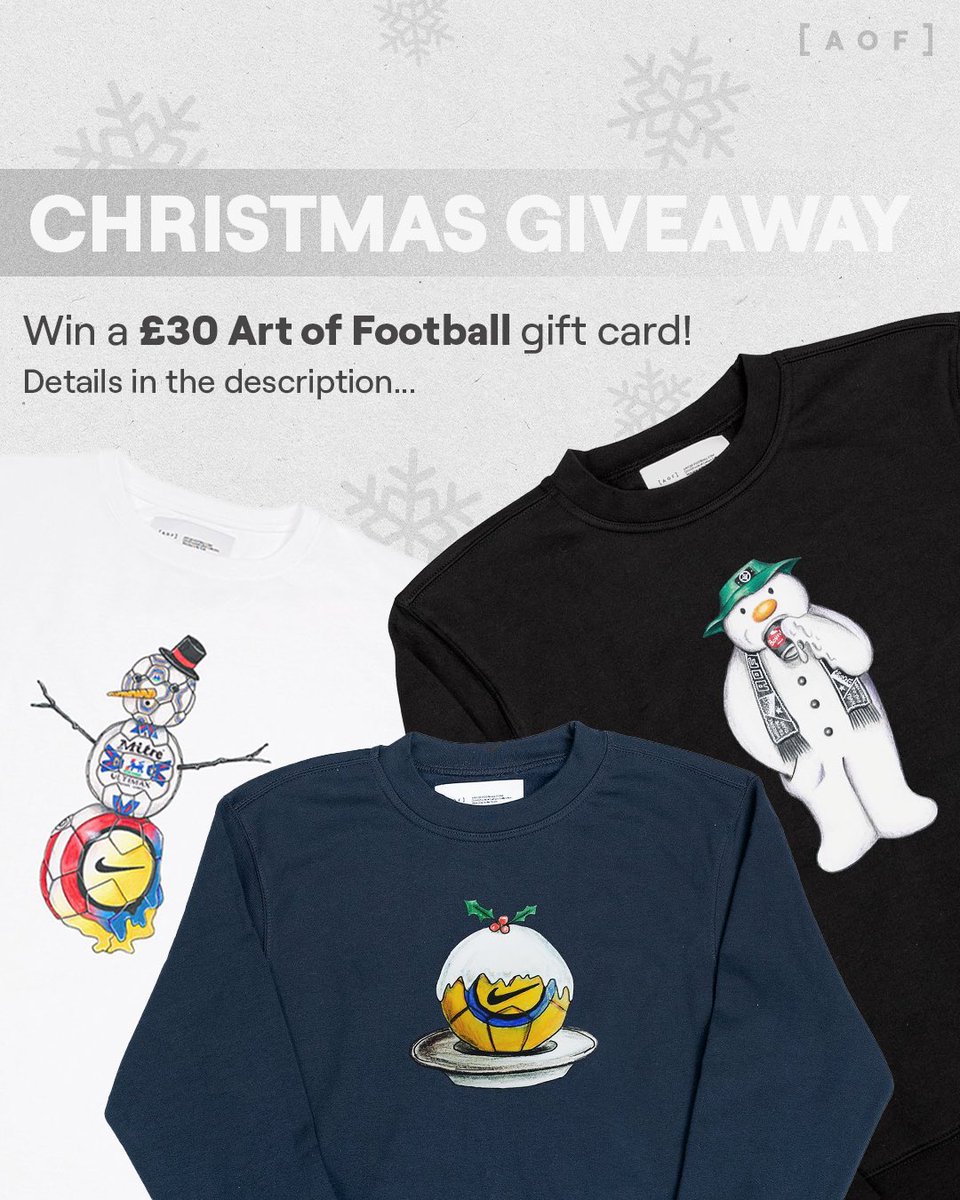 VitalHtafc's tweet photo. 🎅 CHRISTMAS GIVEAWAY 🎅🏼 

We’ve teamed up with @art_of_football to giveaway a £30 gift card!

To enter:
➡️ FOLLOW @art_of_football &amp; @VitalHtafc ❤️ &amp; 🔁 THIS POST

Winner announced 5/12! 🎉

P.S. Use code BF20 for 20% off everything on the website NOW!

https://t.co/zS1PIjur6s https://t.co/WBxsyF8w1a