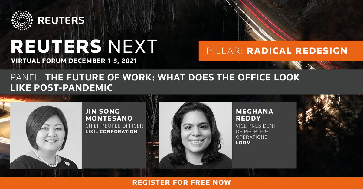 reutersevents's tweet photo. How do we take lessons learned from the pandemic to deliver a #futureofwork that delivers for everyone? https://t.co/icCdGiimIQ

Join leaders from @Lixil_Americas &amp; @Loom as they show us what’s changed, and where we are going. Exclusive to #ReutersNEXT this Dec 1-3… https://t.co/znCTybVkw8
