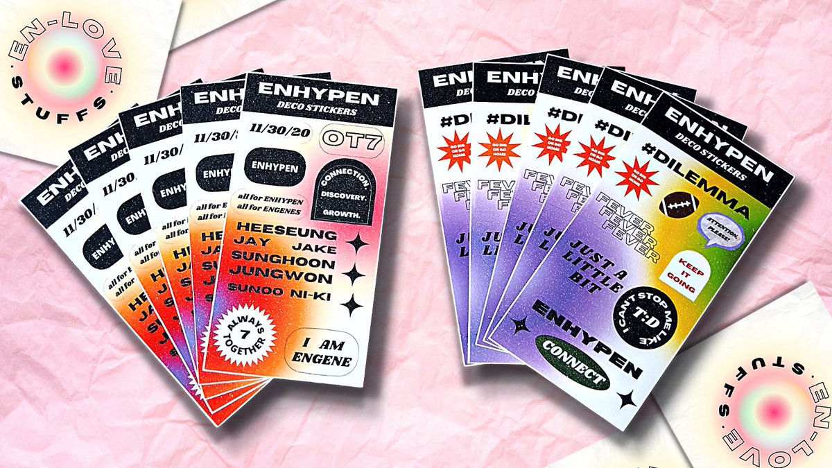 EnLoveStuffsPH's tweet photo. wts lfb ph

UPDATED SLOTS: 

ENHYPEN Deco Stickers:
Codes:
DECO1- 4 Slots left
DECO2- 4 Slots left

ENHYPEN Memo Pads:
Codes:
MP1- 3 Slots left
MP2- 4 Slots left

tags: enhypen heeseung sunghoon jay jake  jungwon sunoo niki

DM to order https://t.co/k2hNHrRnov