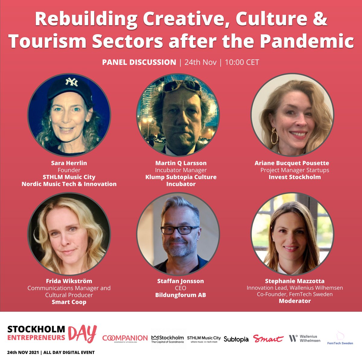 STOCKHOLM ENTREPRENEURS DAY 2021
Nu på onsdag deltar vår kulturinkubatorchef <a href="/martinqlarsson/">Martin Q Larsson</a> i ett panelsamtal på Stockholm Entrepreneurs Day. Se hela schemat och skaffa gratis dagspass här: coompanion.se/stockholm/stoc…
#klump #sed2021 #coompanion
