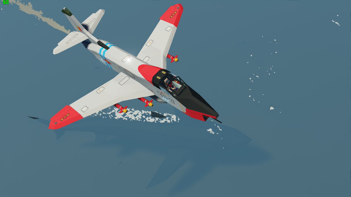 BLTCbacongaming's tweet photo. My latest completed aircraft build in Stormworks was inspired by real aircraft such as the G.91, Hunter, F-86 &amp; C-101 Aviojet. Armed with a single cannon and 4 guided missiles, it also has the flight range to cross the entire map 3 times so no target is out of reach! https://t.co/1uHPA0TaYP