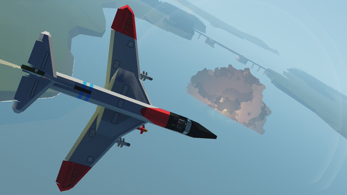 BLTCbacongaming's tweet photo. My latest completed aircraft build in Stormworks was inspired by real aircraft such as the G.91, Hunter, F-86 &amp; C-101 Aviojet. Armed with a single cannon and 4 guided missiles, it also has the flight range to cross the entire map 3 times so no target is out of reach! https://t.co/1uHPA0TaYP