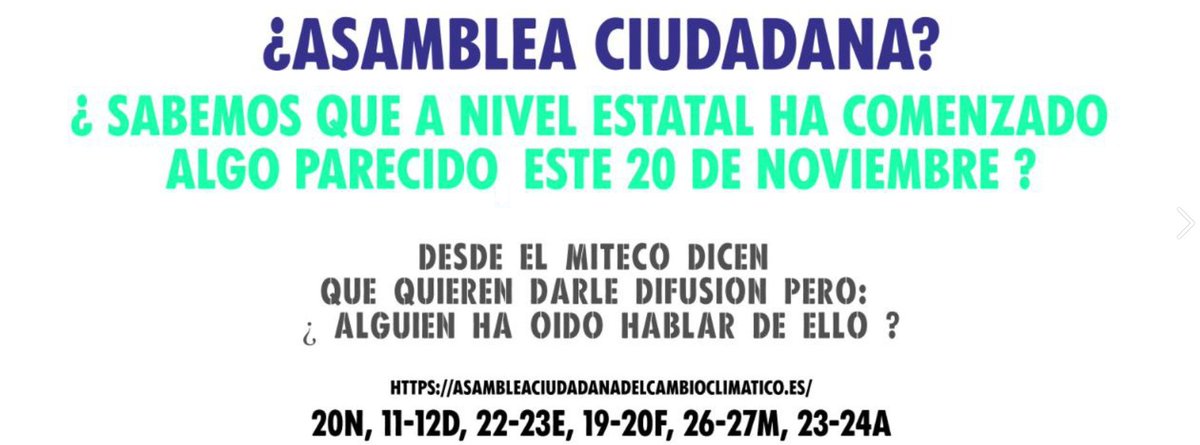 🤨¿Quién sabe que la #AsambleaClimaESP ha comenzado?

🛑El <a href="/mitecogob/">Transición Ecológica y Reto Demográfico</a> sigue sin hacer partícipe al conjunto de la población de este ejercicio deliberativo que ha convertido en un mero trámite.

🔊Tendemos la mano como sociedad civil, pero siguen sin escucharnos #blablasamblea