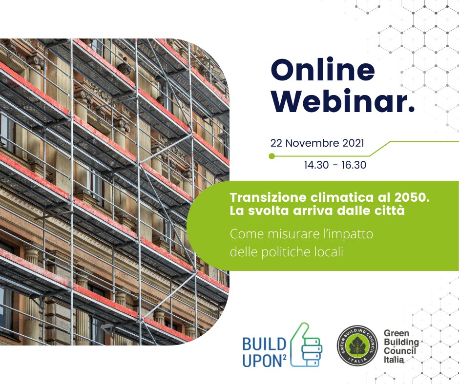 GBCItalia's tweet photo. 🔔Oggi pomeriggio dalle 14.30 alle 16.30 Pubbliche Amministrazioni, enti e attori protagonisti della riqualificazione urbana parteciperanno alla presentazione del framework di indicatori di #BuildUpon2.
➡️ Iscriversi per assistere è ancora possibile: https://t.co/Wsd6r9nBGZ https://t.co/uluEhRAYPI