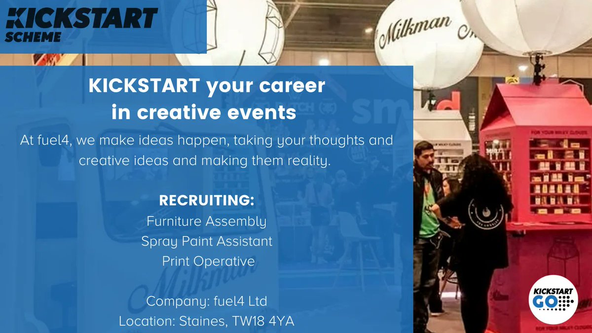 #Kickstart your career in events by joining the team <a href="/fuel4London/">fuel4 London</a> 

✅ Furniture assembly: buff.ly/3AnlGff
✅ Spray Paint Assistant: buff.ly/3rVZcPn
✅ Print Operative: buff.ly/2TYPzCR

Talk to your Work Coach to apply

<a href="/JCPinSurrey/">JCP in Surrey</a> @JCPinWestLondon