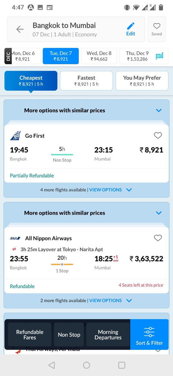 Pjiwakul's tweet photo. @makemytrip Your website mis guiding earlier when we try is showing the flight but we click shown no flight found. Could you please giving  the right information! https://t.co/mh5Yt3DTIK