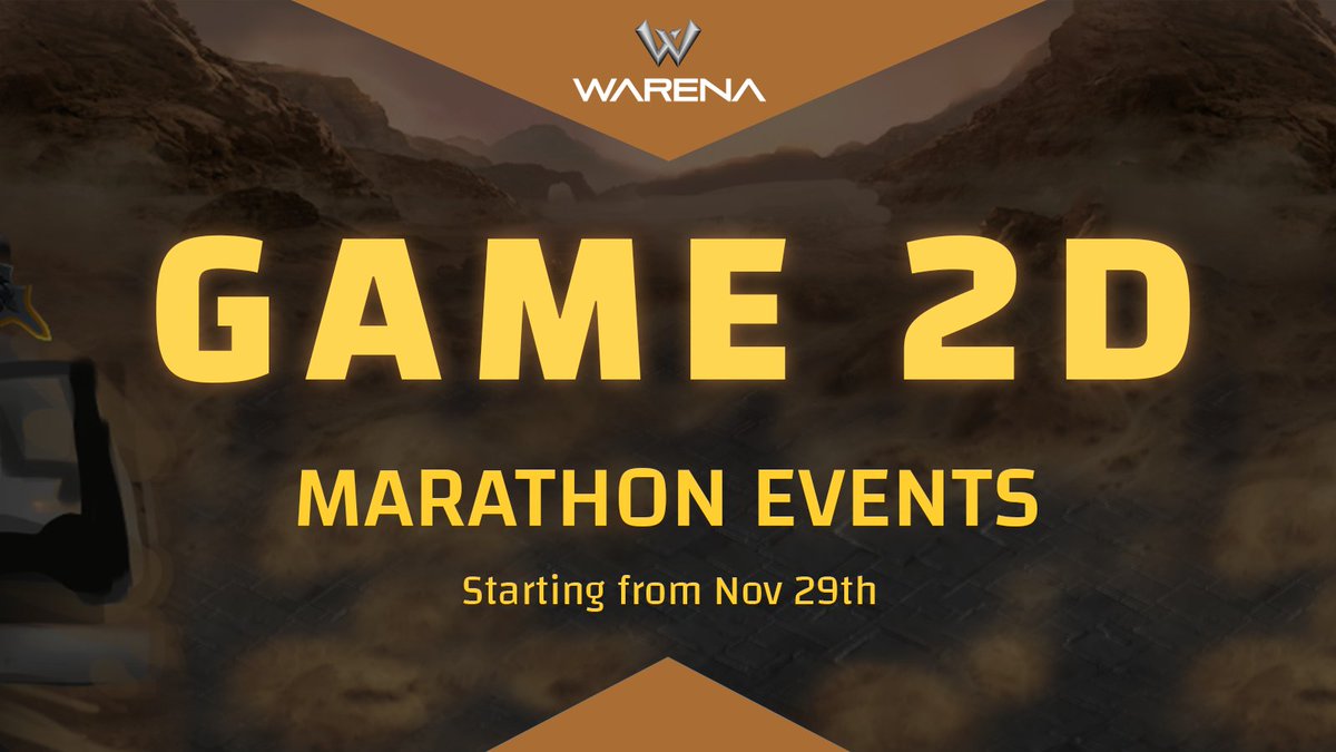 WarenaOfficial's tweet photo. 💥 BIG NEWS 💥

We’re happy to announce Marathon Events for the Warena Official 2D Game Launch

🔸 Pre-launch Special
🔸 Marketplace Opening
🔸 NFT Mystery Box(es) Purchasing
🔸 WARE Listing
🔸 Official P2E Game in 2D

More announcements are on the way. Let's keep the hype up! 💪 https://t.co/JFGtLU989N