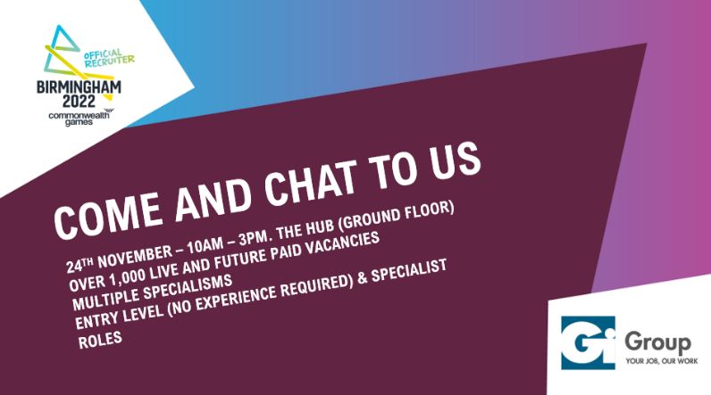 Come and find out more at the Common Wealth Games drop in stand this week! 
They have entry level and specialist position in areas such as Sports, Events, HR, Communications and many more.