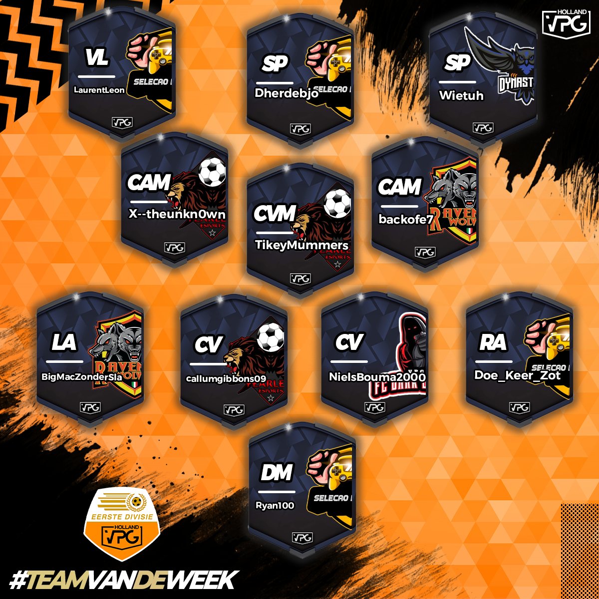 🏆 Het team van de week uit speelweek nummer 4!

🔥 Gefeliciteerd aan alle spelers die deze geweldige prestatie hebben geleverd en succes volgende week!

#Profclubs • #VPGHOLLAND • #VPG • #FIFA22