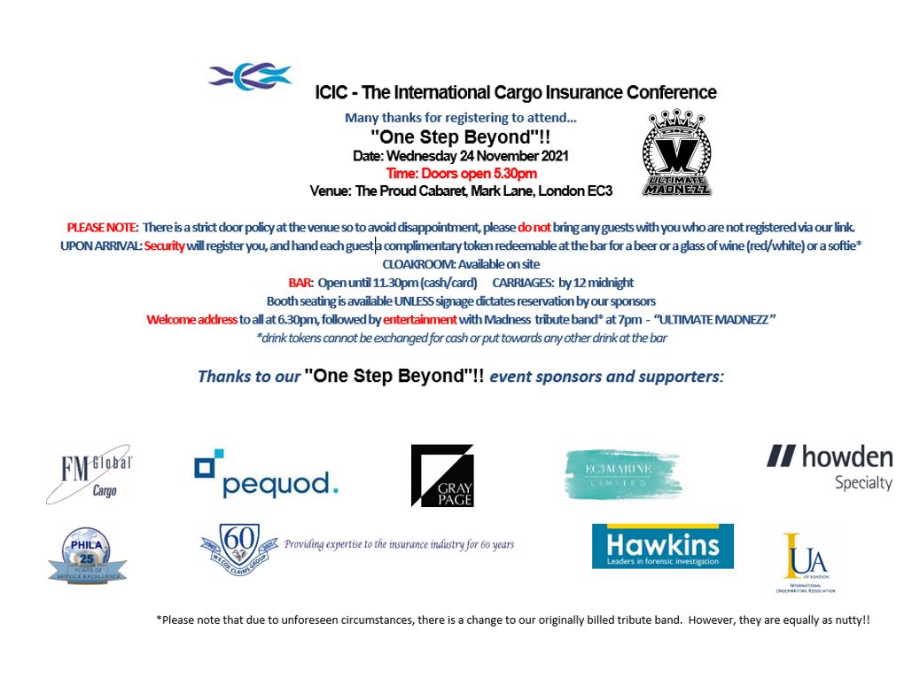 cargoconference's tweet image. ICIC "One Step Beyond" Event - 24 November 2021 #ICICevents #ICIC #cargoinsurance