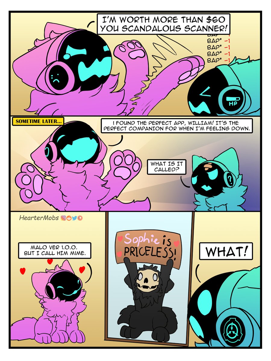 HearterMobs's tweet photo. Part 2 of Priceless. Hopefully, Mime will stop Sophie from downloading any other apps. 

#furry #furrycomic #protogen #furryfandom https://t.co/XhwFJdku1D