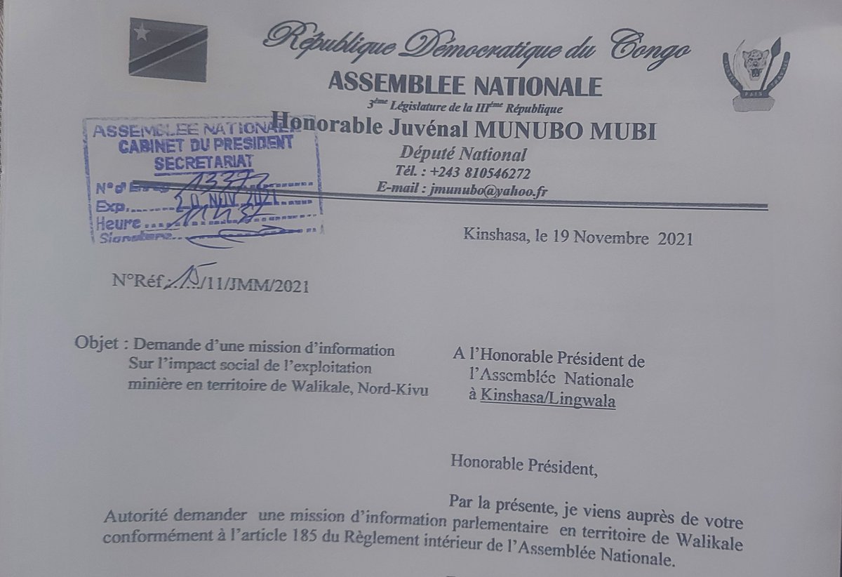 #WALIKALE_RDC. Hon <a href="/juvenalmunubo/">Juvénal MUNUBO</a> doit cesser de distraire la population pour riens. Depuis que ABM exploite à Walikale où était-il pr enquêter ses réalisations.Comme son beau-frère qu'il avait recommandé a été limogé alors il devient le plus soucieux de #Walikale. <a href="/AssembleeNat/">Assemblée nationale</a>