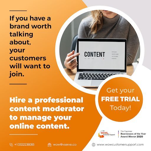wowcsservice's tweet image. Get real-time comment moderation, live streaming video moderation, and image moderation that cover blogs, social networks, forums, apps from Wow customer support today! @ wowcustomersupport.com/?utm_source=So… 

#SmallBusiness #eCommerce #WowCS #Brand #ContentModeration #BusinessBrand