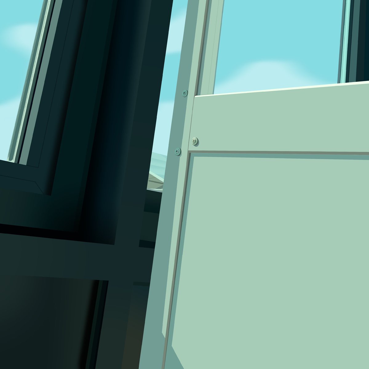 SpontaneousMarz's tweet photo. Scene 60.
Image Description:
An illustration of a view from a desk in a work cafeteria, with a plastic screen covering half the frame, and windows on the other half.
#bristolartists #semirealism
#spontaneous_objects
#queerart #britishartist #nonbinaryartist https://t.co/iEuR4KIy4o