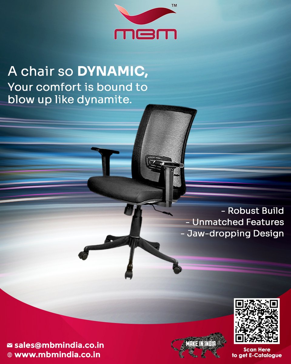 mbmindiapvt2's tweet photo. Talking about making a bang in the world of comfort, the DYNAMIC chair is the perfect candidate to win accolades in it. Visit https://t.co/IEtzijWD9C & avail this chair today!
#workchairs #executivechairs #officechairs #comfortablechairs #chairsthatcare #chairexporters #mbmindia https://t.co/SrHq99GT0z