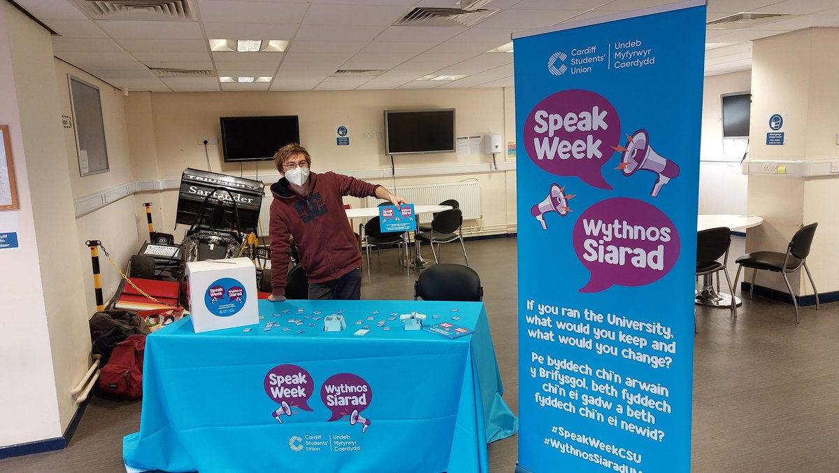CSUStudentVoice's tweet photo. Our first #SpeakWeek stall is over in the The ENGIN Forum. We will also be in the JOMEC building, Chemistry Foyer, Abacws Foyer and SU Welcome Centre today so come and give us your feedback! https://t.co/kBu0X2scmD