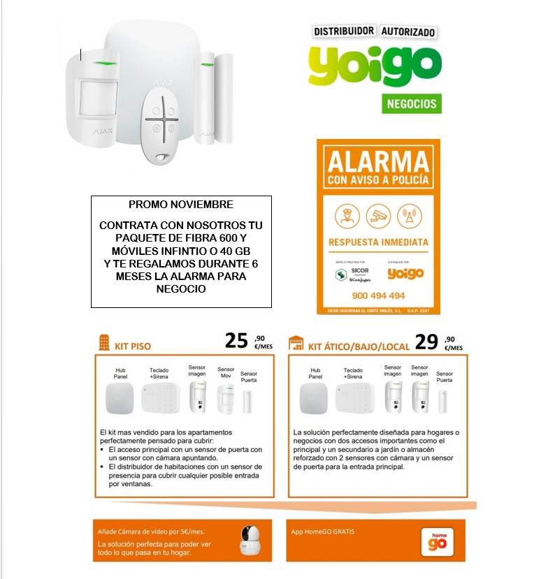 digital_doble's tweet photo. PROMO NOVIEMBRE: 
Si eres de Sevilla y contratas con yoigo tu fibra 600 MB y móviles infinito o 40 GB te regalamos durante 6 meses la alarma para tu negocio.

Llámanos al 954317478 y te informamos sin compromiso

** Promoción válida hasta el 30/11 y con 24 meses de permanencia. https://t.co/kyjdJBMWlR